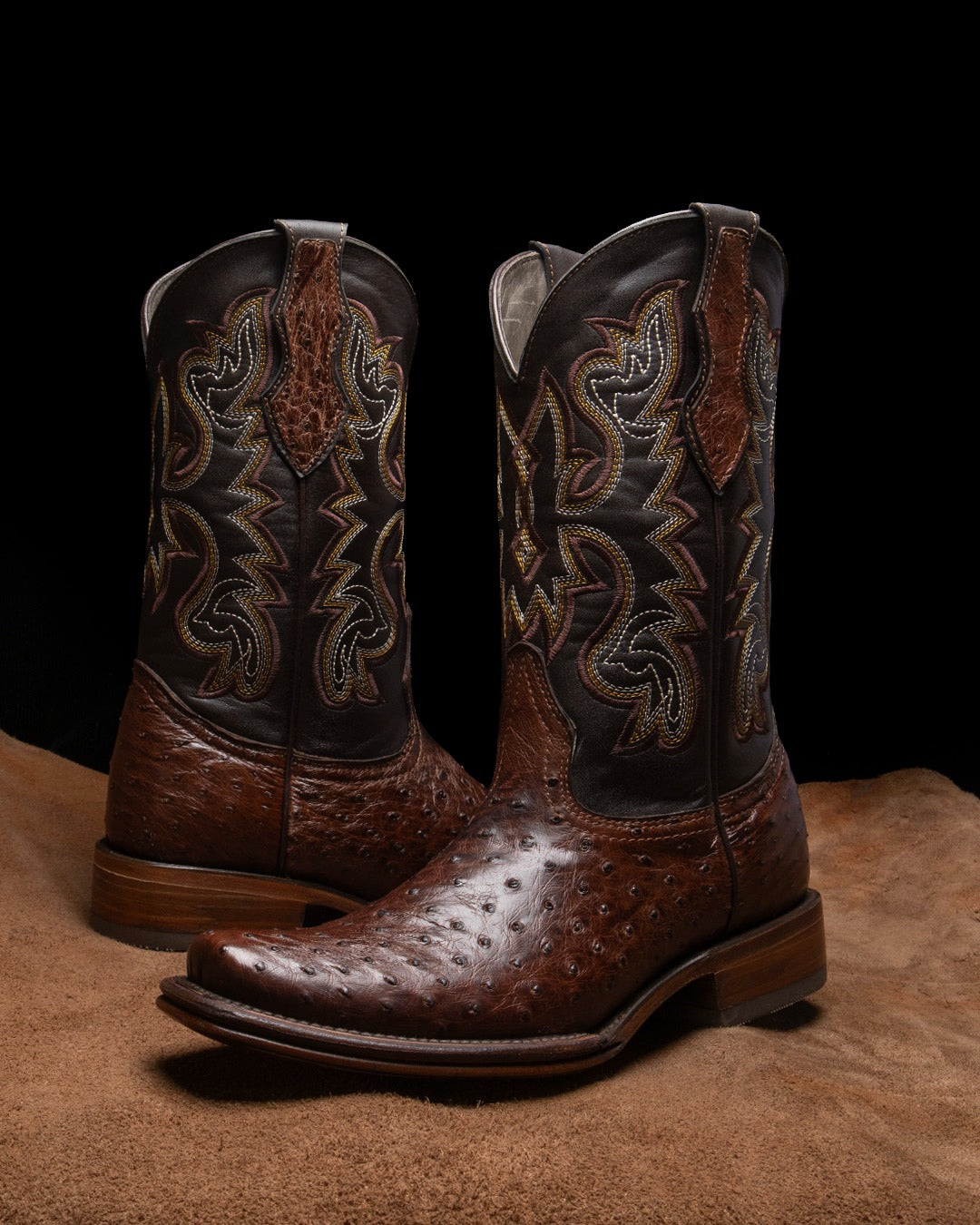 Brown Ostrich Cowboy Dubai Boot