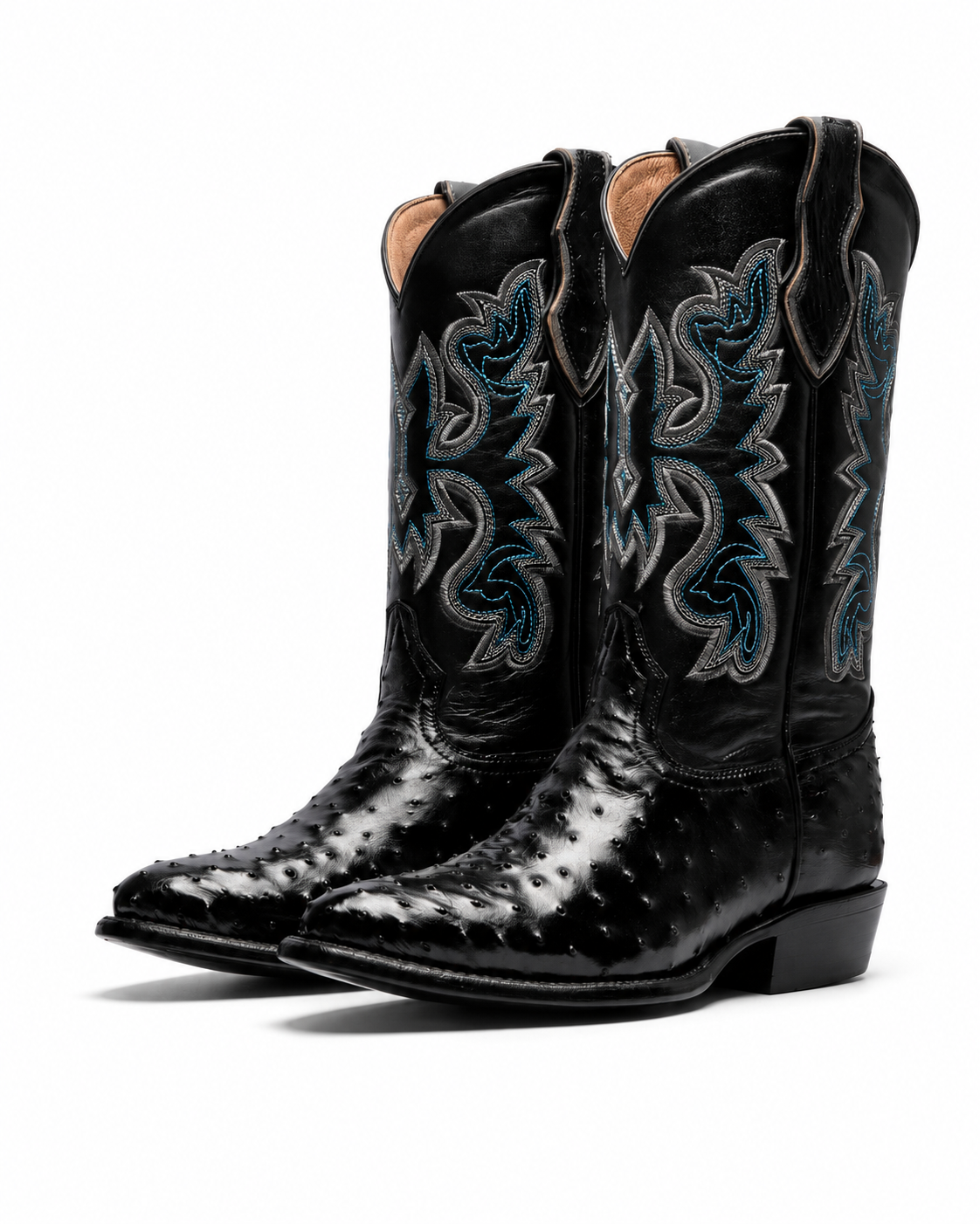 Bota Avestruz Oval Negra