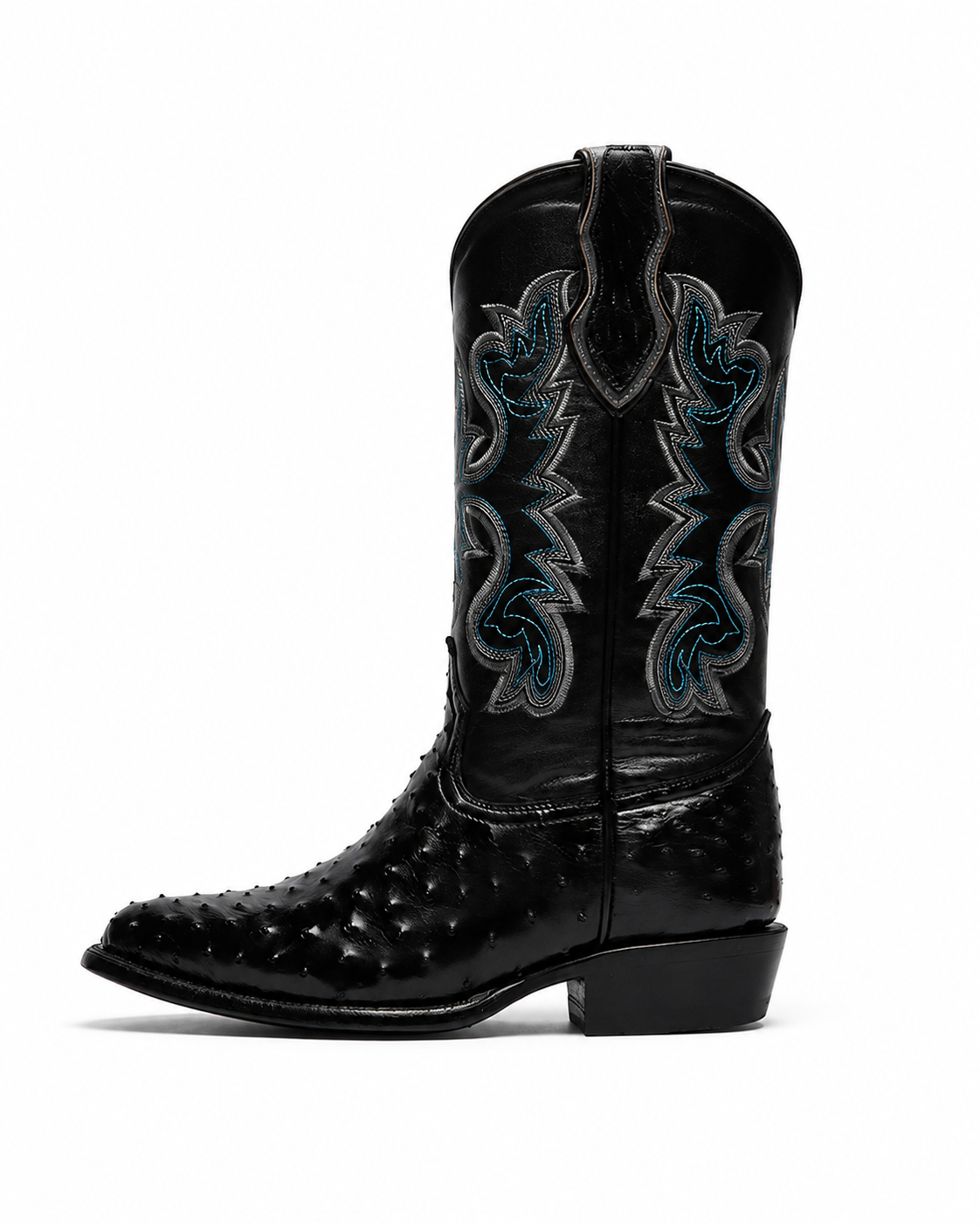 Bota Avestruz Oval Negra