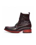 Black Cherry Crocodile Urban Ankle Boots