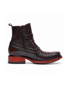 Black Cherry Crocodile Urban Ankle Boots