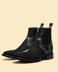 Black Stingray Broad Square Toe Ankle Boot