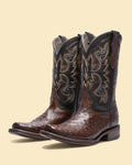 Brown Ostrich Cowboy Dubai Boot