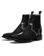 Black Stingray Broad Square Toe Ankle Boot