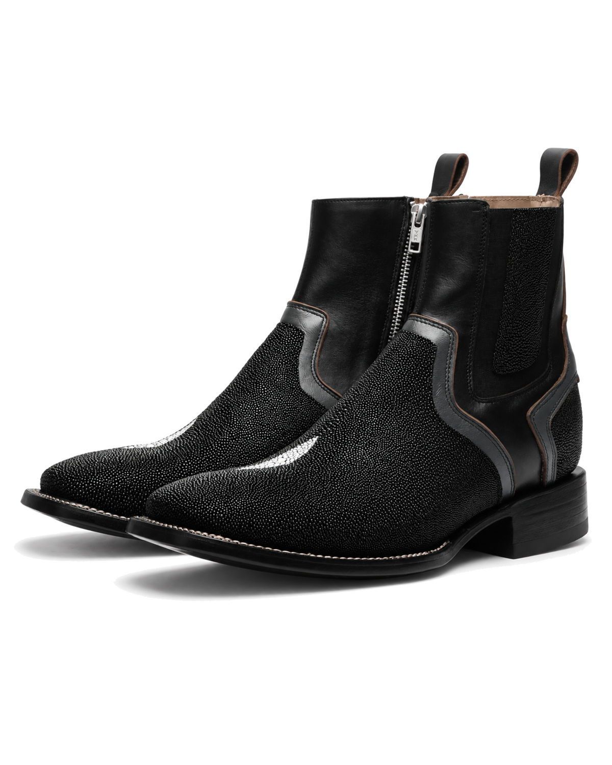 Black Stingray Broad Square Toe Ankle Boot