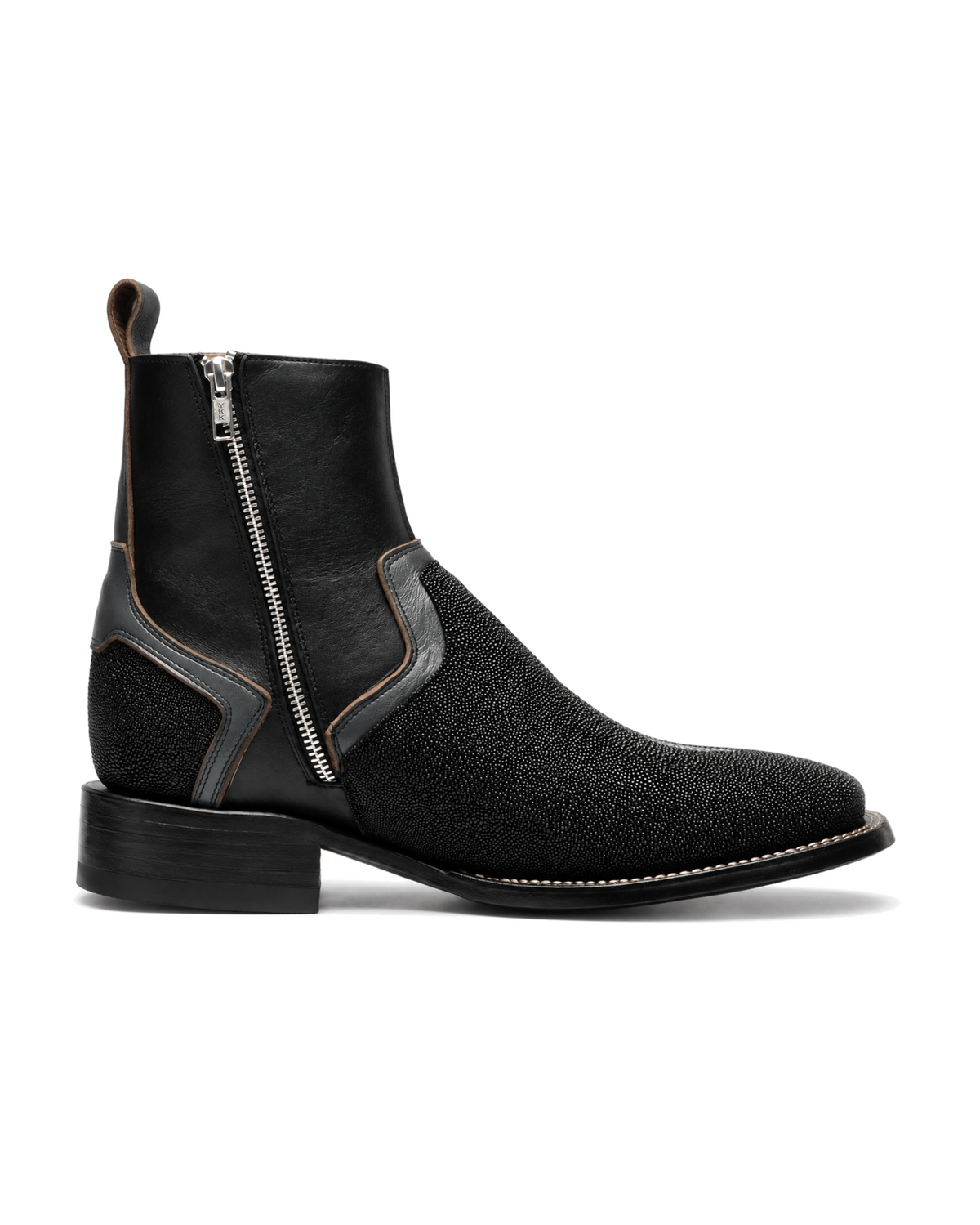 Black Stingray Broad Square Toe Ankle Boot