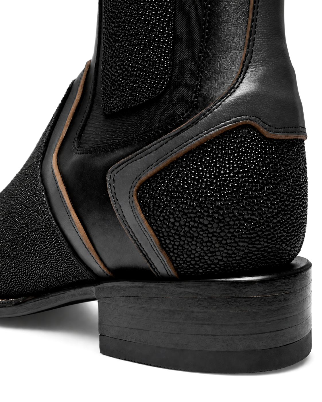 Black Stingray Broad Square Toe Ankle Boot