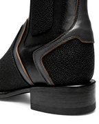 Black Stingray Broad Square Toe Ankle Boot