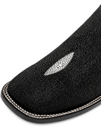 Black Stingray Broad Square Toe Ankle Boot