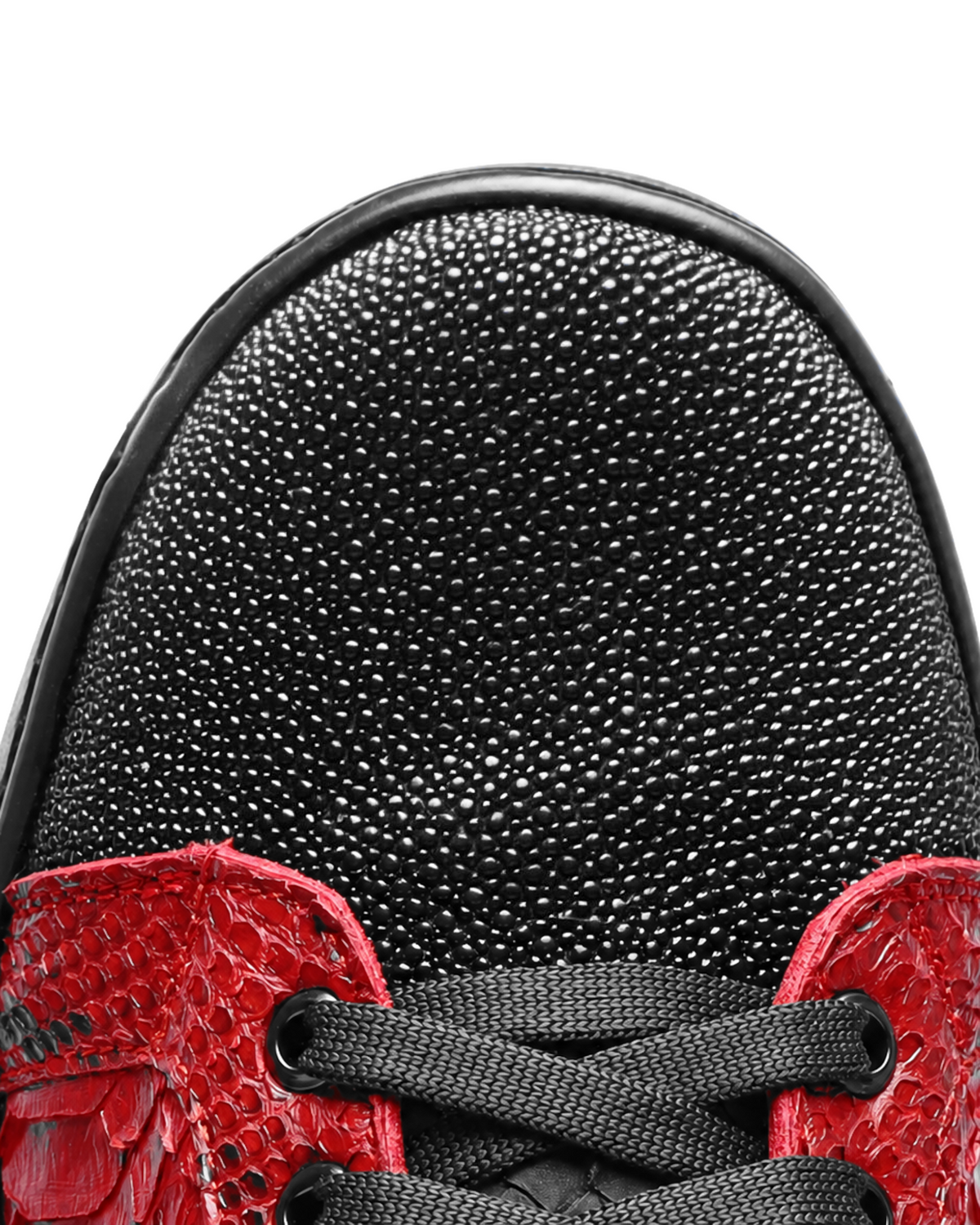 Red and Black Python Stingray Low Top Sneakers