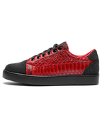 Red and Black Python Stingray Low Top Sneakers
