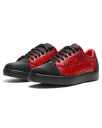 Red and Black Python Stingray Low Top Sneakers