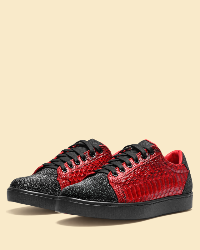 Tenis Low Top Pitón Mantarraya Rojo Negro