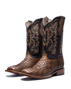 Brown Python Broad Square Toe Boot