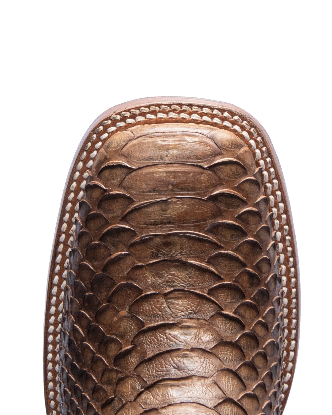 Brown Python Broad Square Toe Boot